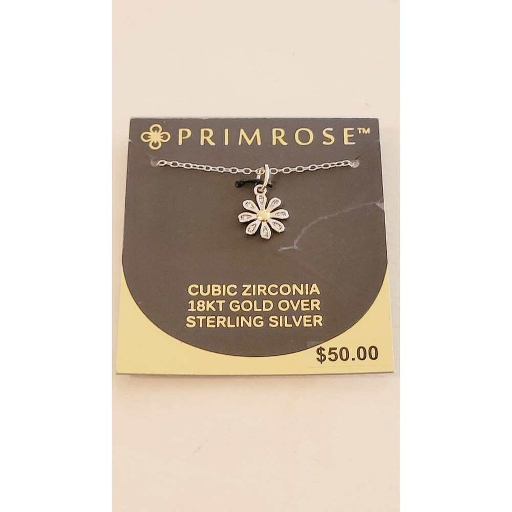 Sweet Cubic Zirconia And 14K Gold Over Sterling Silver Necklace By Primrose